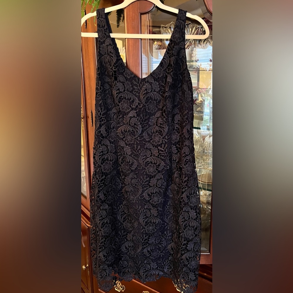 Ralph Lauren Navy Lace Cocktail Dress Size 16